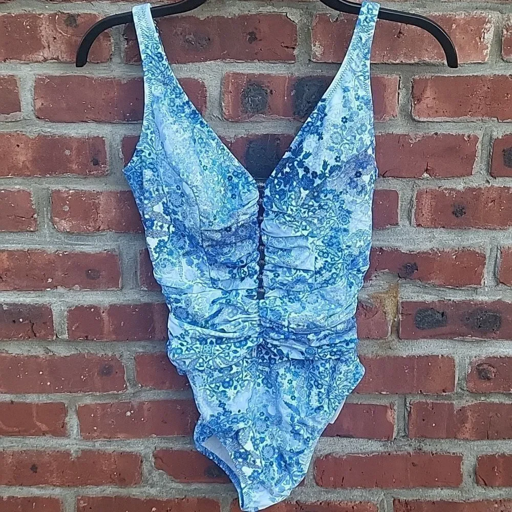 Blue paisley bathing suit